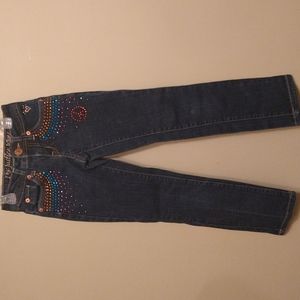 Justice Rhinestone Peace Jeans Girls Size 6s Great Shape